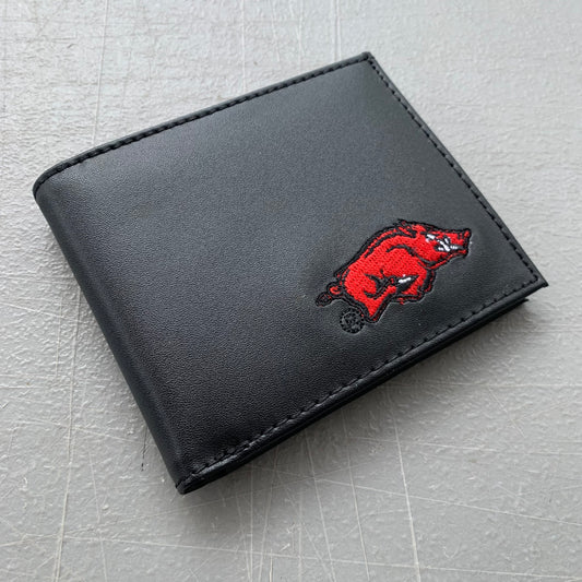 5" ARKANSAS RAZORBACKS CUSTOM LEATHER WALLET BIFOLD STYLE NEW-- FREE SHIPPING
