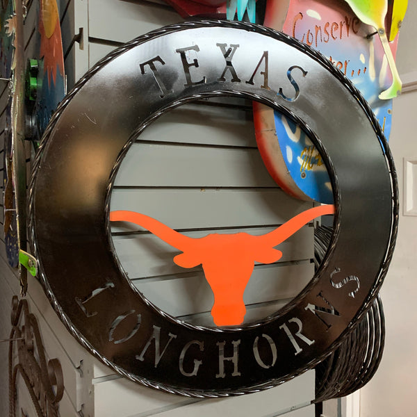 TEXAS LONGHORNS LASERCUT WIDE BAND DISC RING CUSTOM METAL VINTAGE CRAFT SIGN TEAM