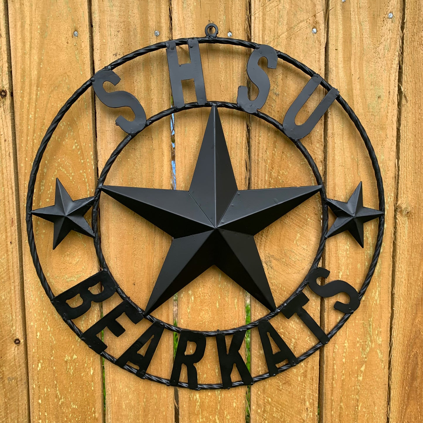24",32" SHSU SAM HOUSTON BEARKATS RUSTIC BLACK METAL CUSTOM VINTAGE CRAFT RUSTIC BLACK TEAM STAR HANDMADE