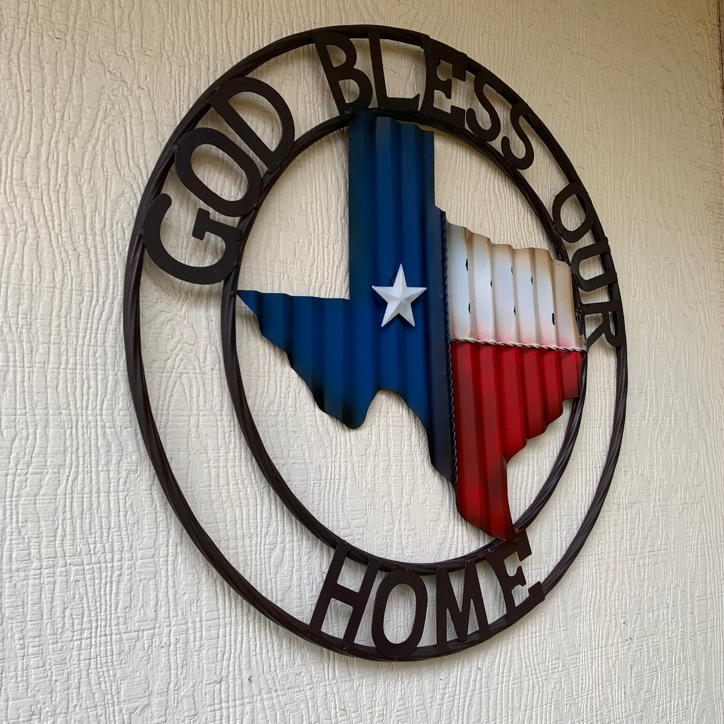 24" WAVY GOD BLESS PUR HOME STATE OF TEXAS METAL CRAFT SIN WESTERN HOME DECOR HANDMADE NEW #EH12970