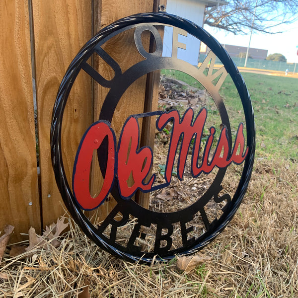 OLE MISS REBELS MISSISSIPPI METAL CUSTOM VINTAGE CRAFT TEAM SIGN HANDMADE