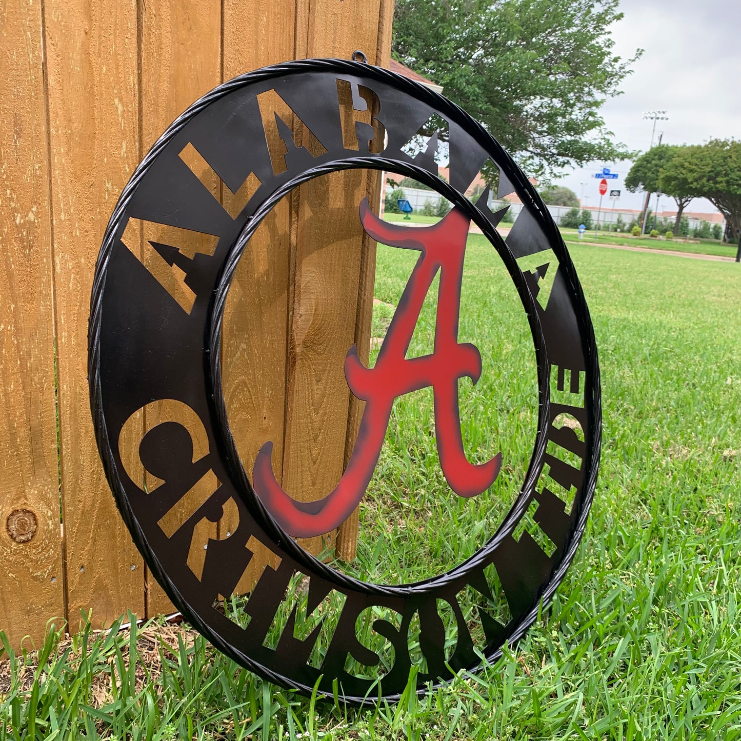 ALABAMA CRIMSON TIDE WIDE BAND RING CUSTOM METAL VINTAGE SIGN TEAM SPORTS HANDMADE