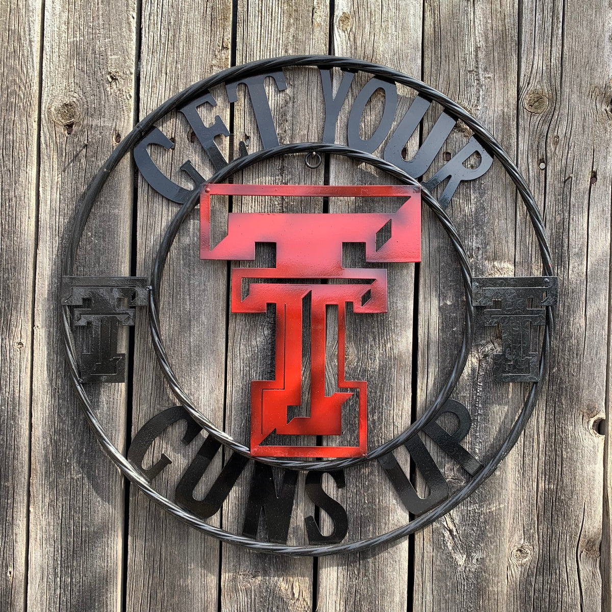 12", 18", 24", 32" GET YOUR GUNS UP TEXAS TECH CUSTOM METAL VINTAGE CRAFT TEAM SIGN