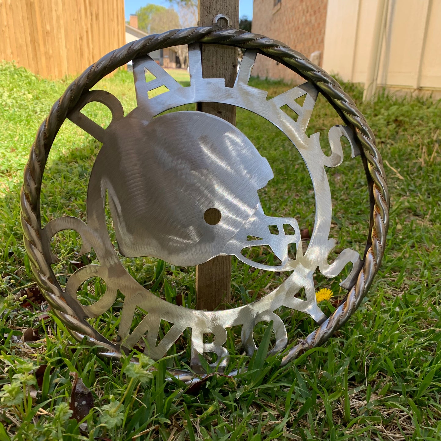 12", 18", 24", 32" DALLAS COWBOYS HELMET SIGN RAW METAL CUSTOM VINTAGE CRAFT WALL ART TEAM SIGN HANDMADE