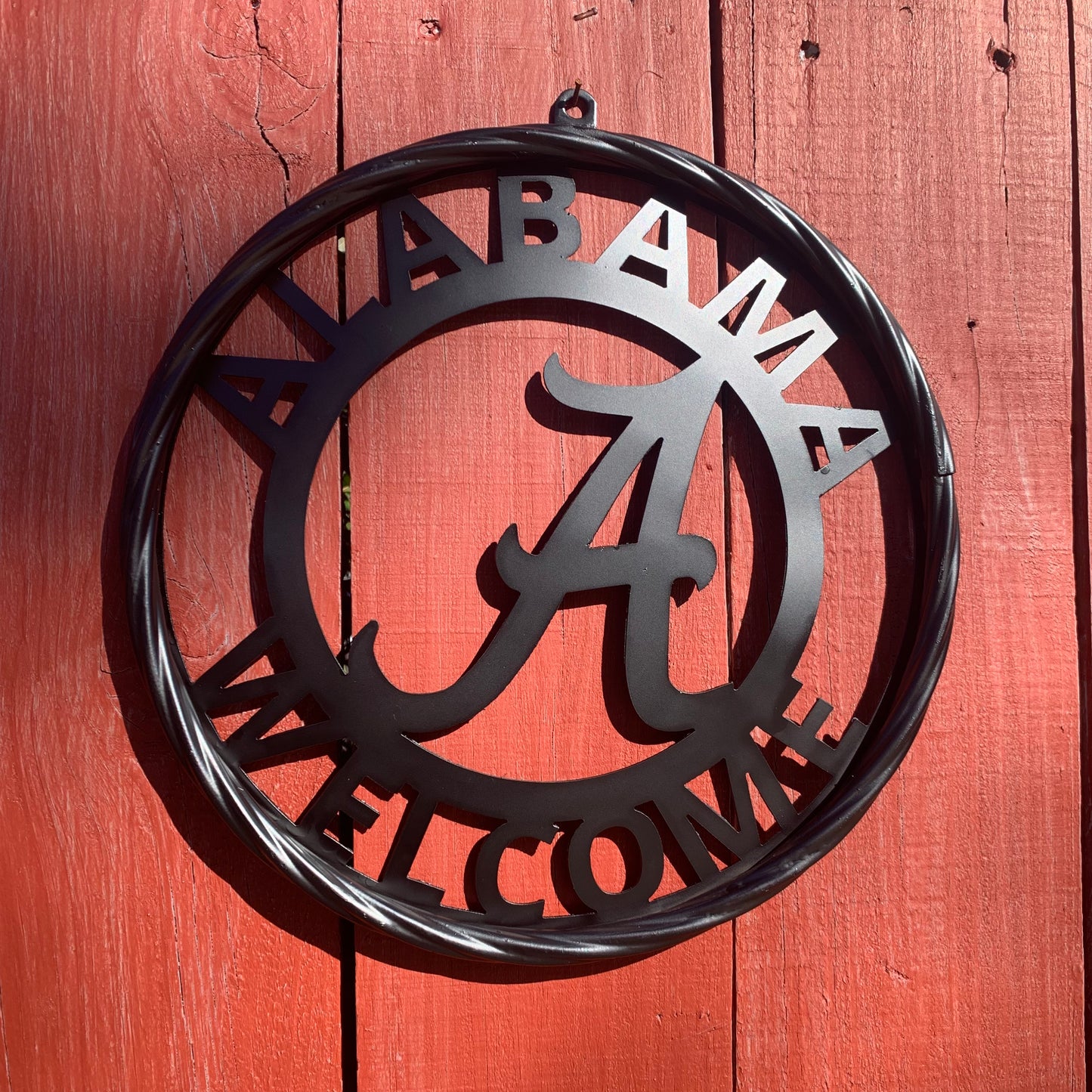 ALABAMA WELCOME CUSTOM ALL BLACK METAL VINTAGE SIGN TEAM HANDMADE