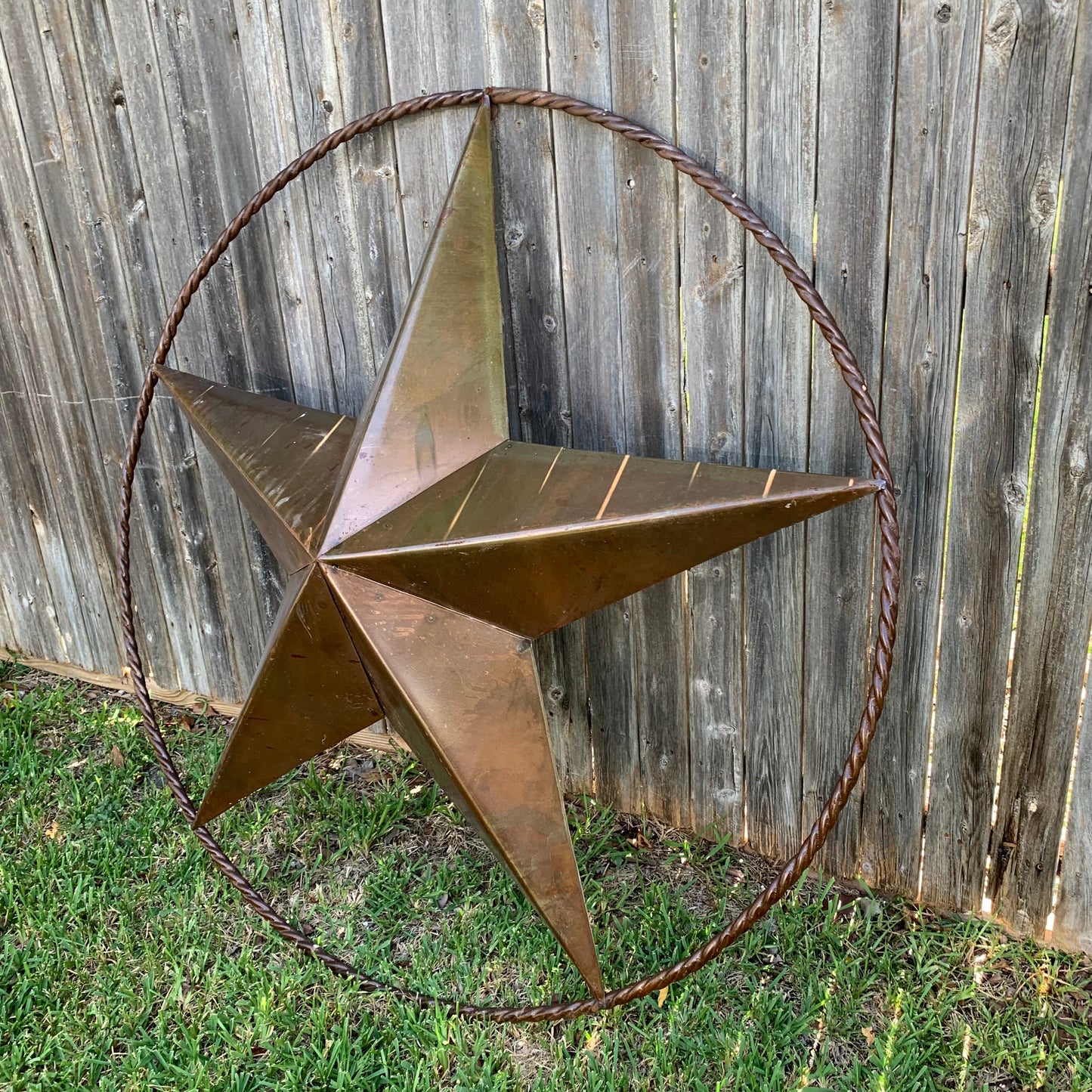 #EH10507 TEXAS GIANT 8,6,5,4 FOOT NATURAL RUSTIC SEALED UNPAINTED LARGE OVERSIZE METAL LONESTAR GENUINE RUST PATINA LONE STAR TWISTED ROPE RING 4,5,6,8 FOOT