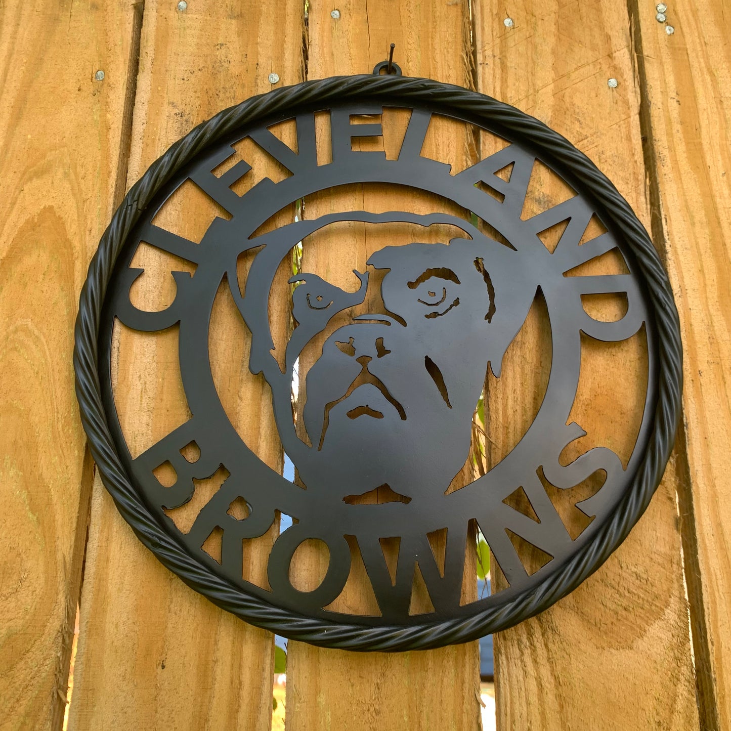 CLEVELAND BROWNS METAL CUSTOM VINTAGE CRAFT ART HANDMADE RUSTIC BLACK