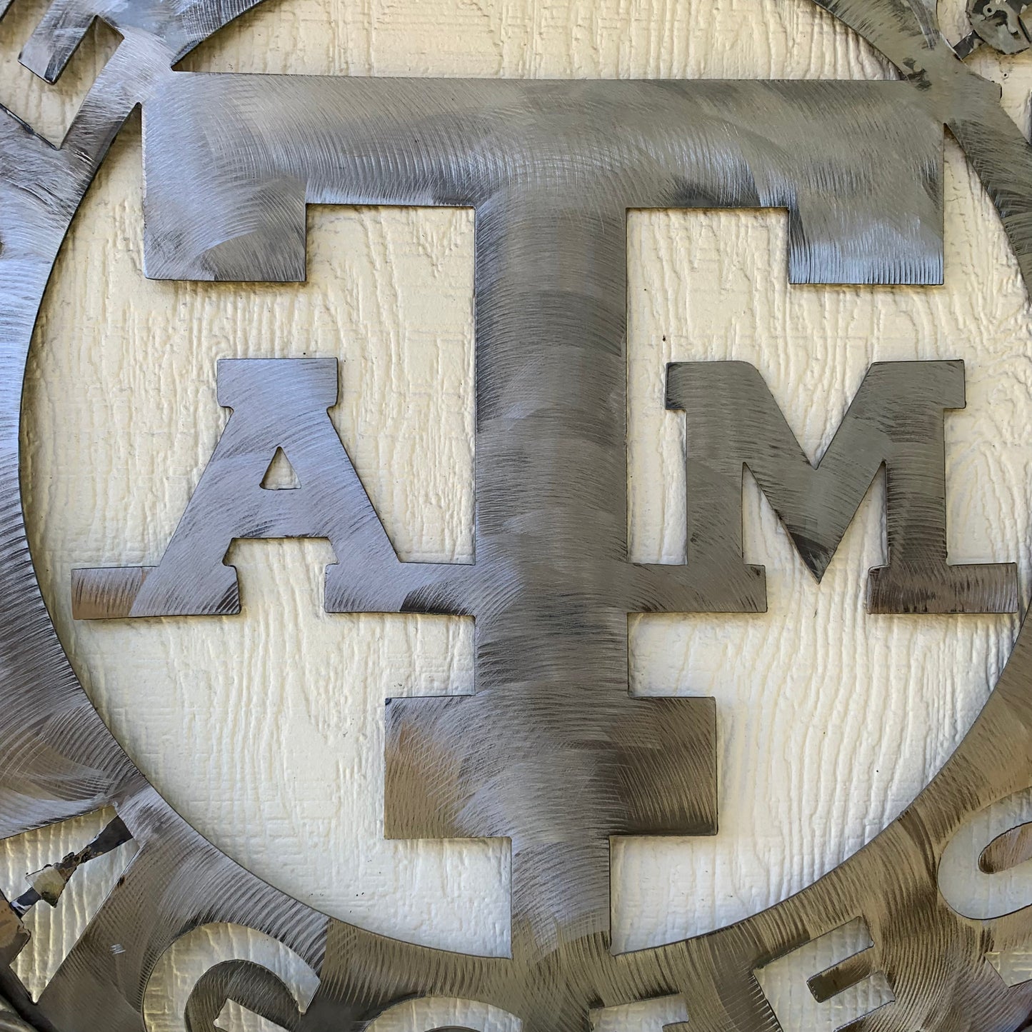 TEXAS A&M WIDE BAND RAW METAL CUSTOM VINTAGE CRAFT WALL ART TEAM SIGN HANDMADE