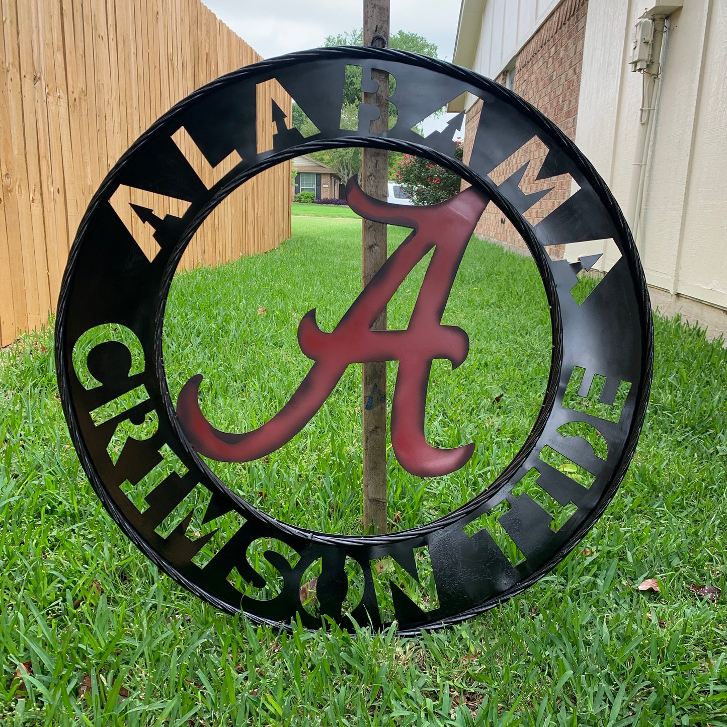 ALABAMA CRIMSON TIDE WIDE BAND RING CUSTOM METAL VINTAGE SIGN TEAM SPORTS HANDMADE