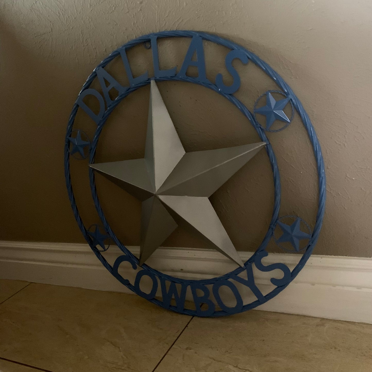 DALLAS COWBOYS LIGHT BLUE & SILVER DECOR METAL ART WESTERN HOME WALL DECOR SIZE:24",32",36",40",42",44",46",50"