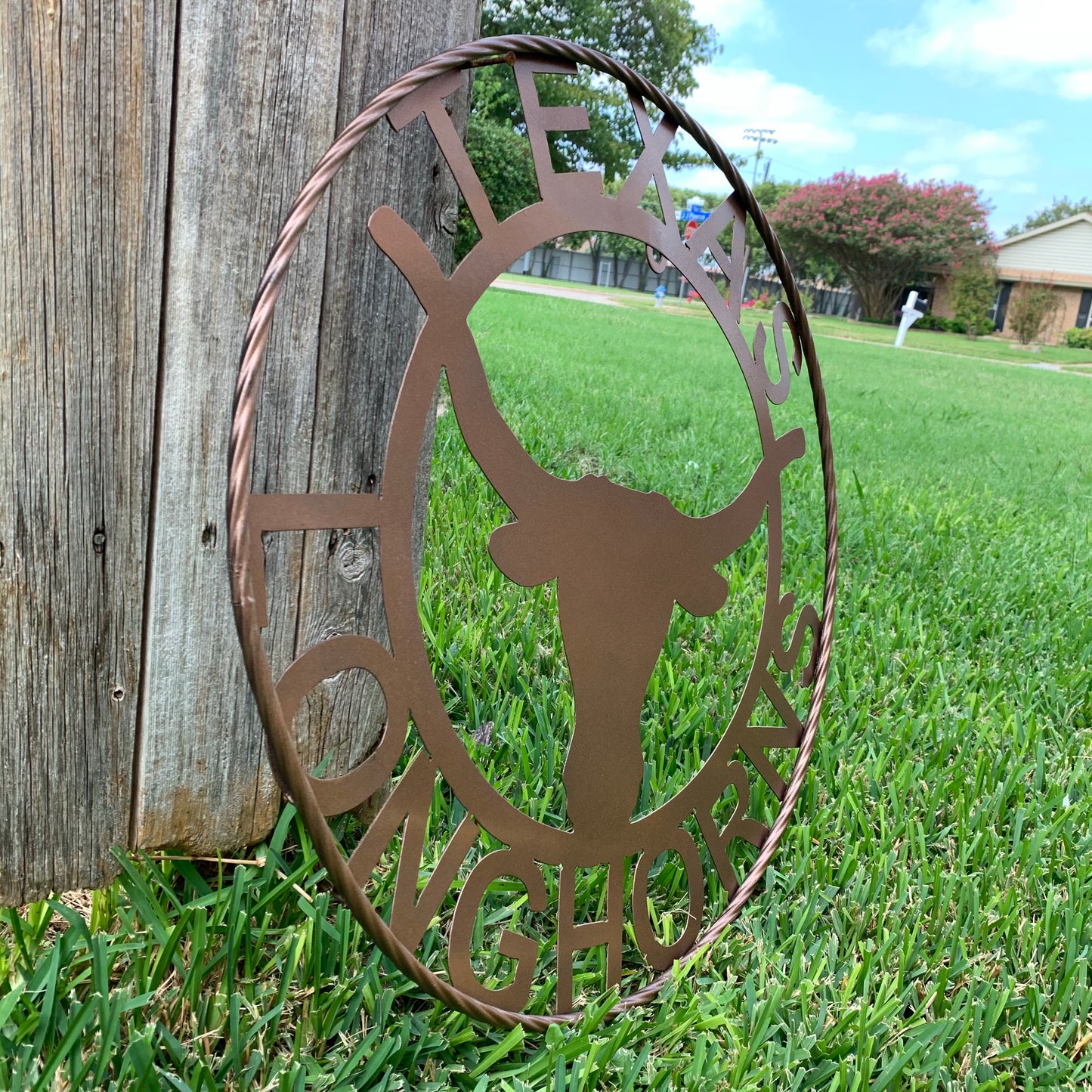 TEXAS LONGHORNS CUSTOM METAL VINTAGE CRAFT SIGN TEAM ART WESTERN HOME DECOR RUSTIC BRONZE #EH12552 12",18",24",36",50"