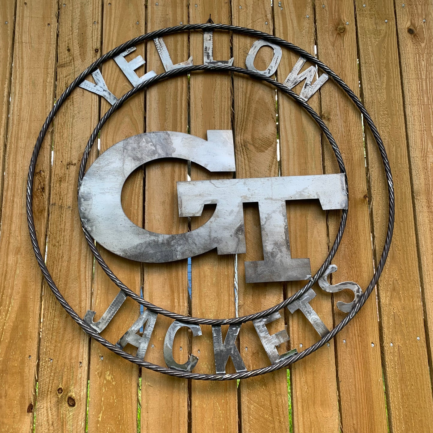 GEORGIA TECH YELLOW JACKETS CUSTOM RAW METAL VINTAGE CRAFT SIGN UNPAINTED HANDMADE 12",18",24",32",36"