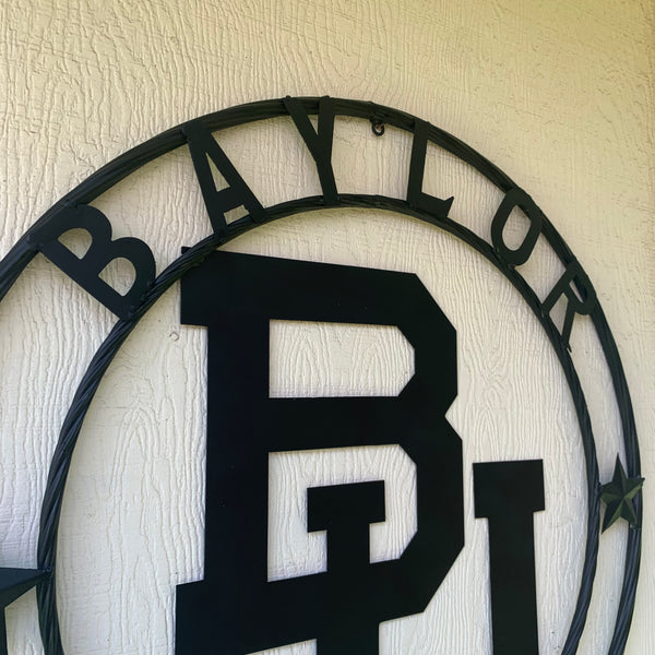 12", 18", 24", 32" BAYLOR BEARS CUSTOM BLACK METAL VINTAGE CRAFT SIGN WALL ART HANDMADE