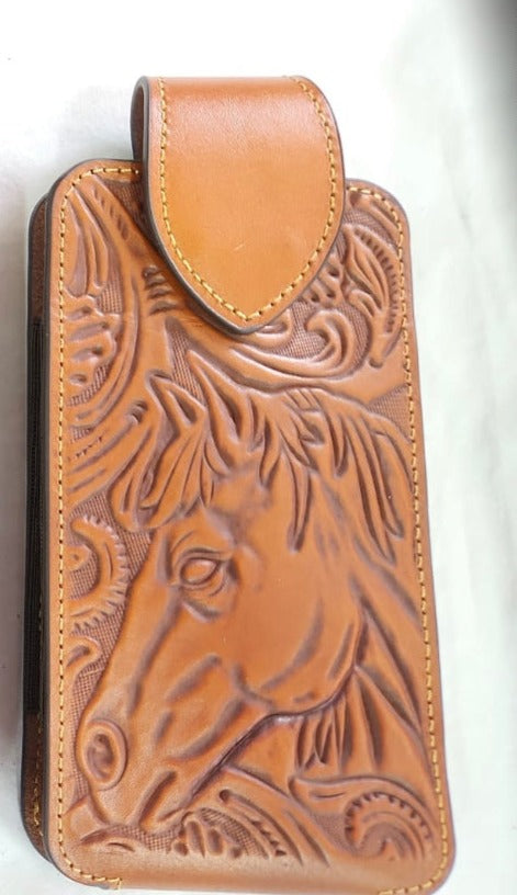 7" LEATHER HOLSTER POUCH WESTERN PHONE CRAFT EXTRA LARGE  BELT LOOP HOLSTER CELL PHONE CASE UNIVERSAL OVERSIZE