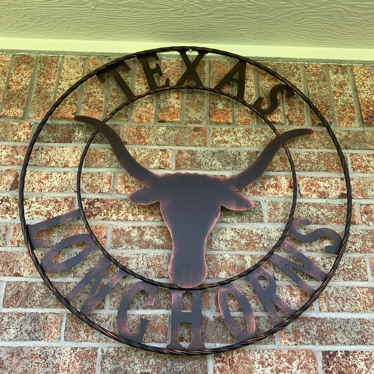 TEXAS LONGHORNS CUSTOM METAL VINTAGE CRAFT SIGN TEAM ART WESTERN HOME DECOR RUSTIC BRONZE HANDMADE #EH12565