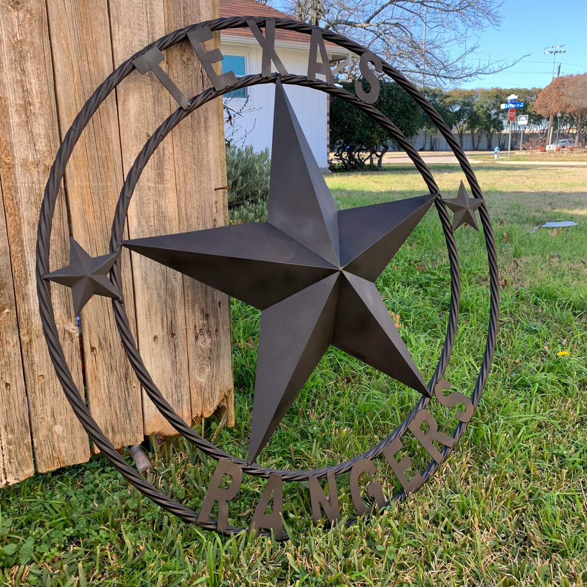 TEXAS RANGERS BLACK LONE STAR METAL TEAM WESTERN HOME DECOR CRAFT