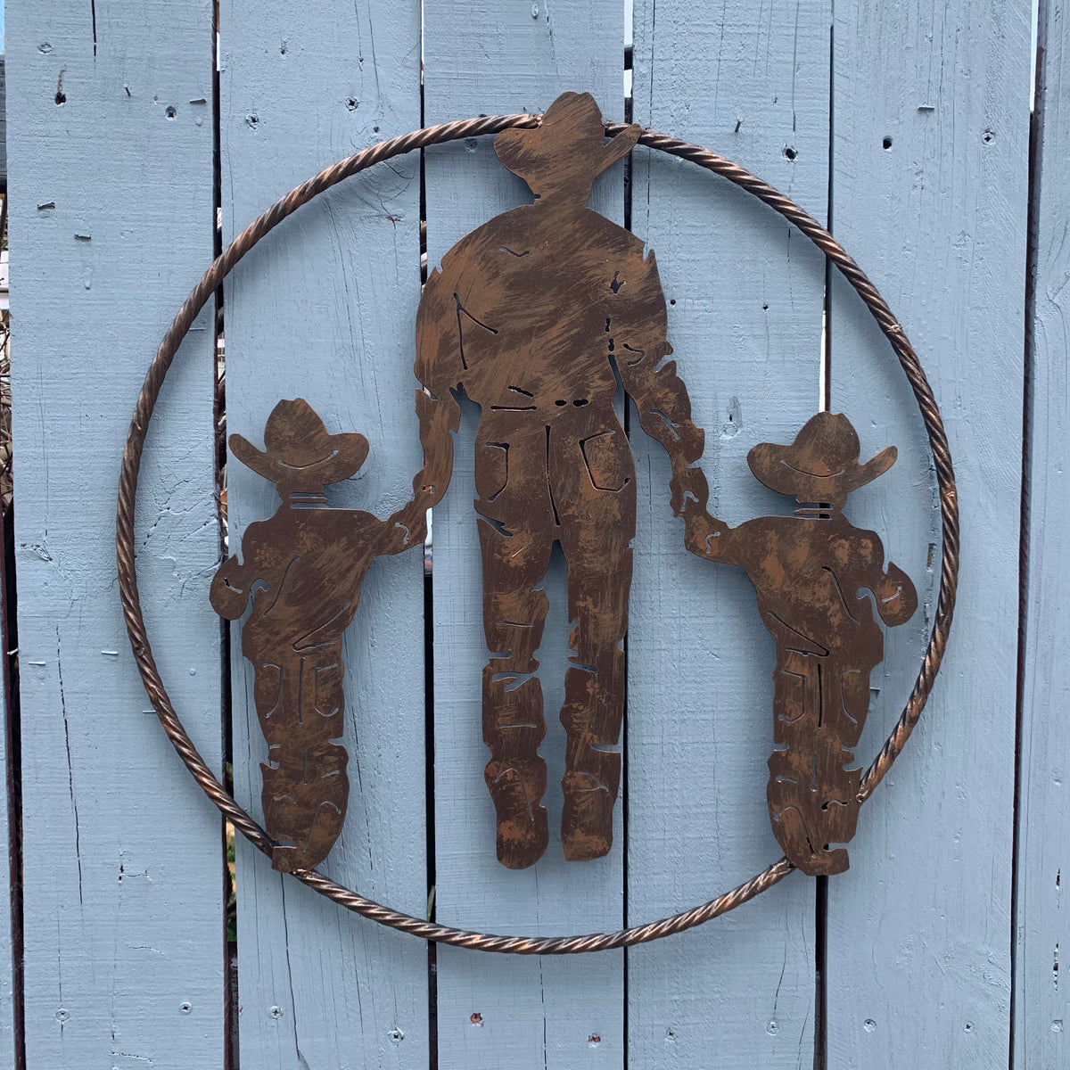 18",24" FATHER & 2 SON LASER CUT METAL WALL ART CUSTOM VINTAGE CRAFT RUSTIC BRONZE COPPER HAND MADE #EH13333