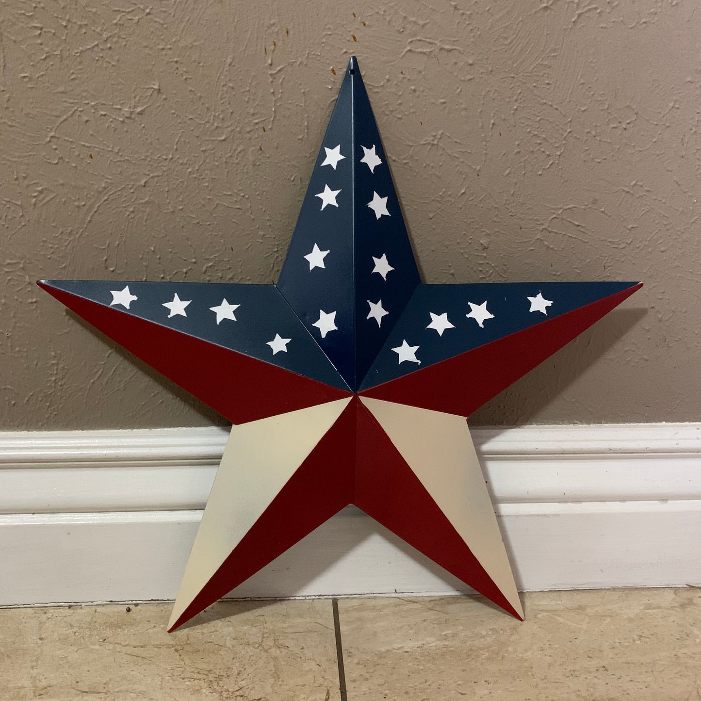 16",24",30",36" USA AMERICAN FLAG STAR RED WHITE & BLUE METAL BARN STAR STYLE# 6 HANDMADE #EH13523