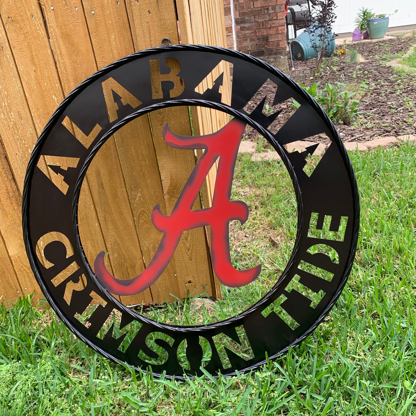 ALABAMA CRIMSON TIDE WIDE BAND RING CUSTOM METAL VINTAGE SIGN TEAM SPORTS HANDMADE