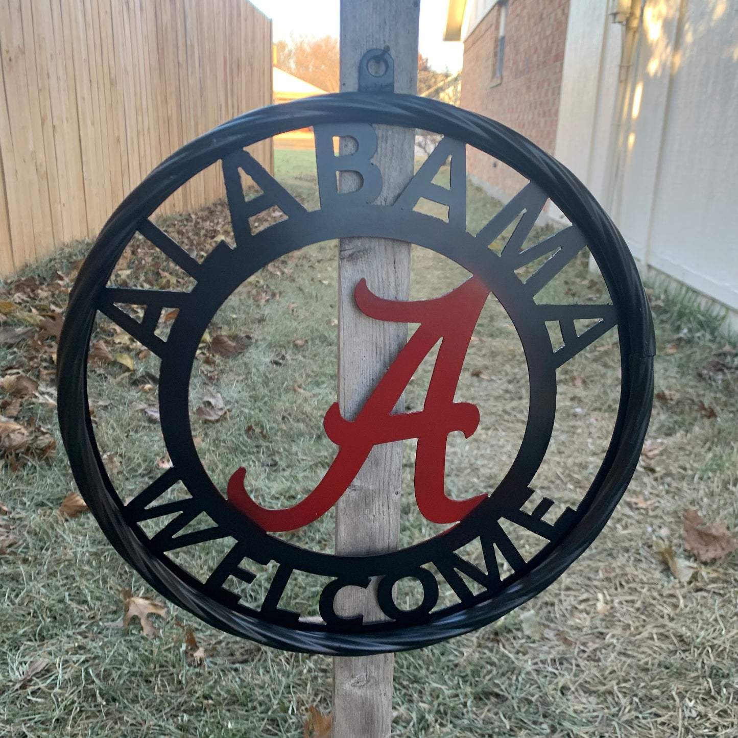 ALABAMA WELCOME RED & BLACK CUSTOM METAL VINTAGE SIGN TEAM HANDMADE