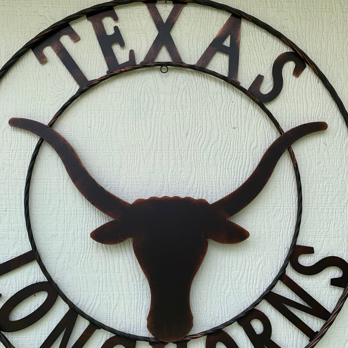 TEXAS LONGHORNS CUSTOM METAL VINTAGE CRAFT SIGN TEAM ART WESTERN HOME DECOR RUSTIC BRONZE HANDMADE #EH12565