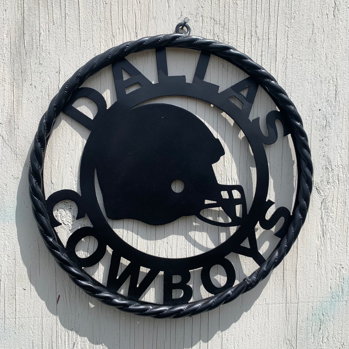 12", 18", 24", 32" DALLAS COWBOYS HELMET SIGN BLACK METAL CUSTOM VINTAGE CRAFT WALL ART TEAM SIGN HANDMADE
