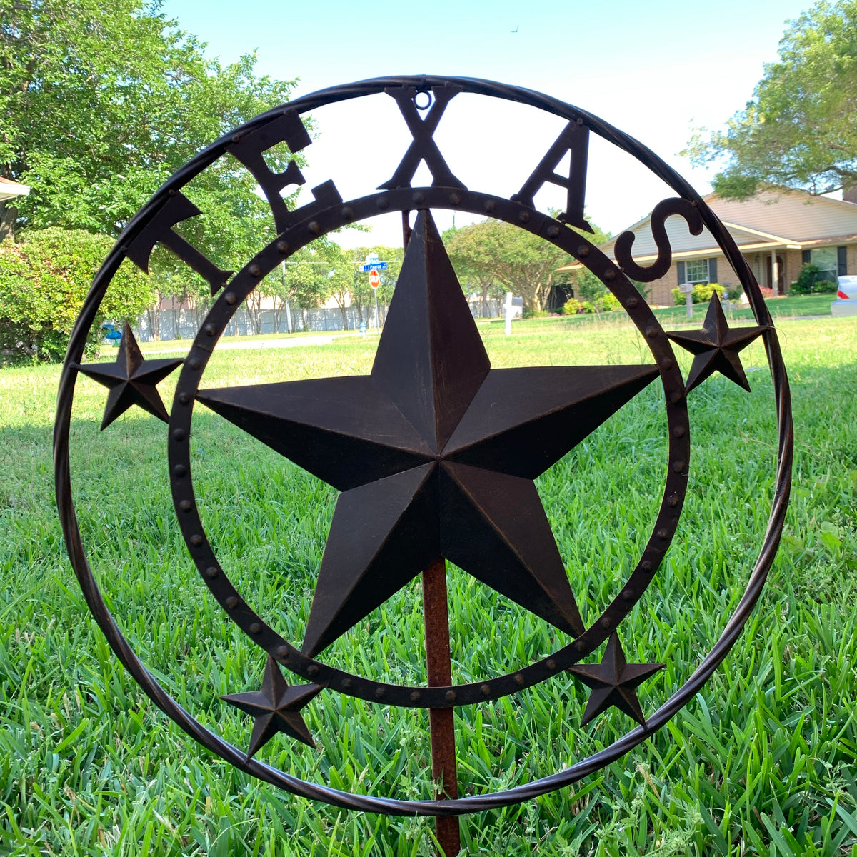 24" TEXAS BEADED COLIBROX BARN STAR METAL LONE STAR WESTERN HOME DECOR HANDMADE RUSTIC BRONZE COPPER NEW
