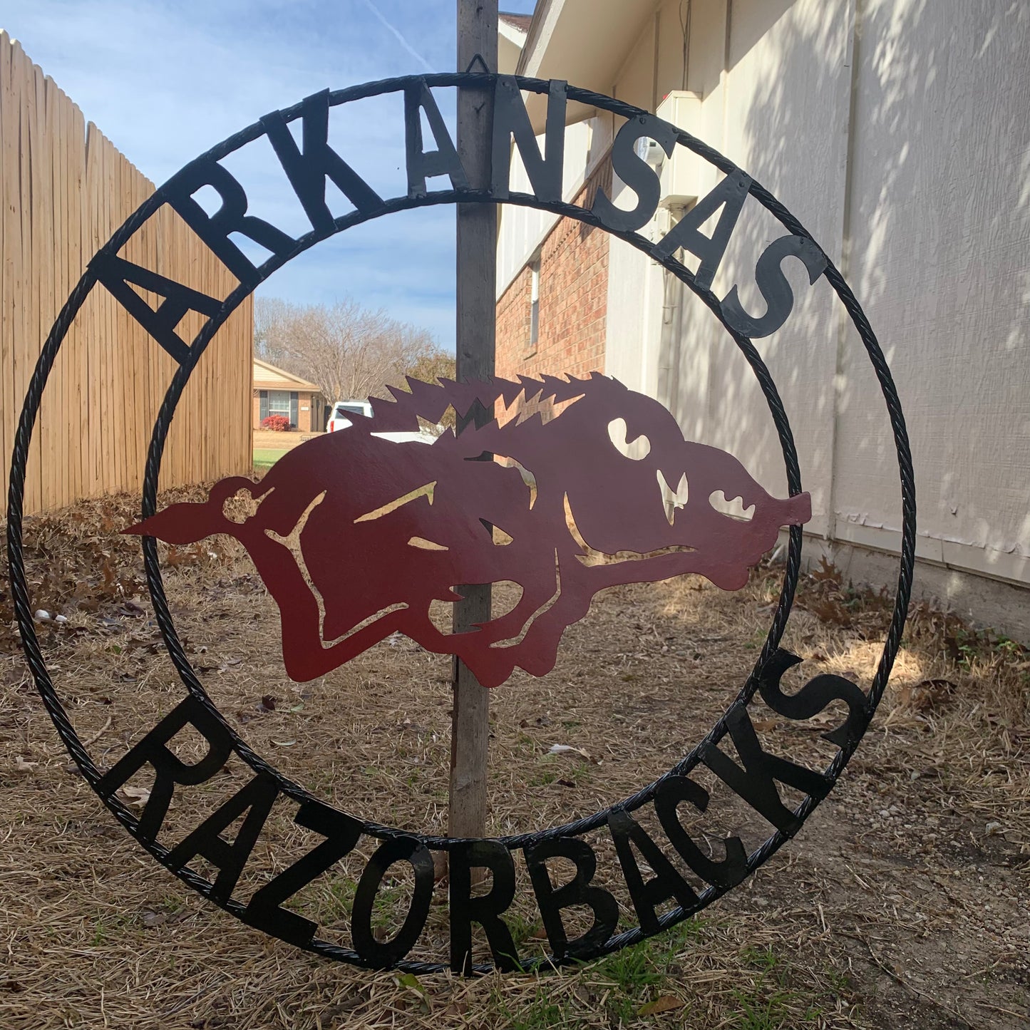 ARKANSAS RAZORBACKS CUSTOM METAL VINTAGE CRAFT SIGN TEAM WALL ART WESTERN HOME DECOR HANDAMADE
