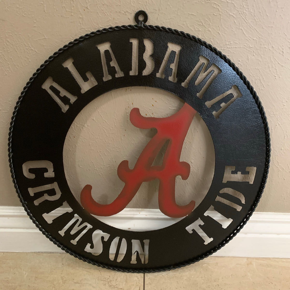 ALABAMA CRIMSON TIDE WIDE BAND RING CUSTOM METAL VINTAGE SIGN TEAM HANDMADE