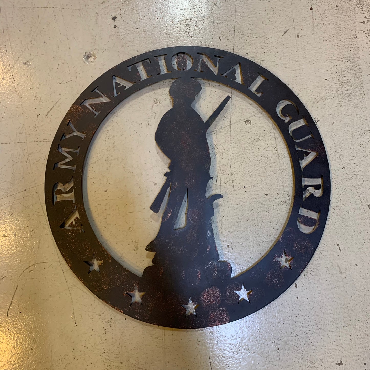24" ARMY NATIONAL GUARD CUSTOM METAL VINTAGE CRAFT METAL WALL ART WESTERN HOME DECOR