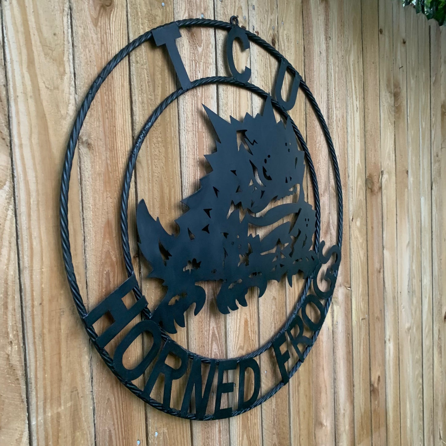 TCU HORNED FROGS BLACK CUSTOM METAL VINTAGE CRAFT TEAM SIGN HANDMADE