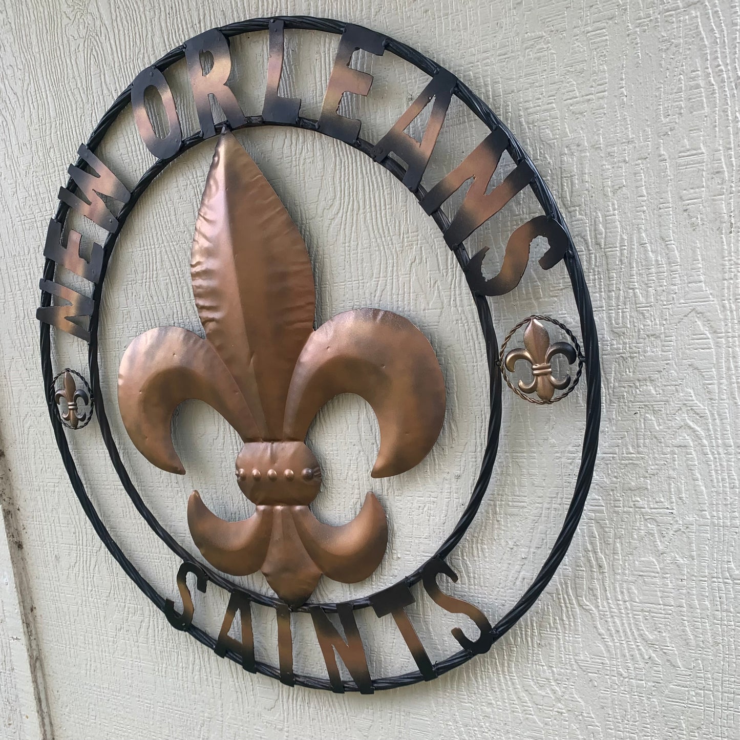 NEW ORLEANS SAINTS METAL SIGN WALL ART WESTERN HOME DECOR GOLD & BLACK HANDMADE #EH10272