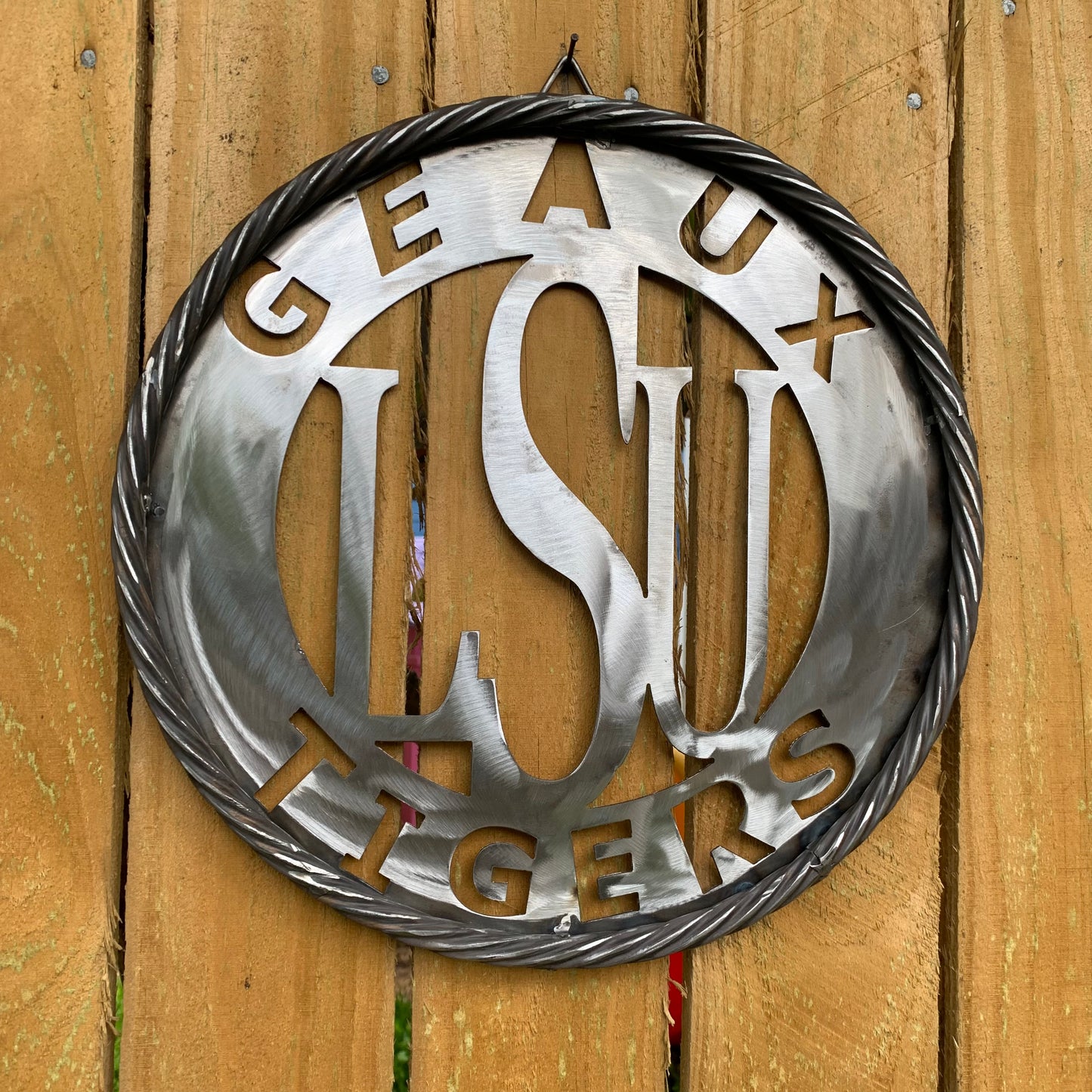 12",18",24",32" LSU GEAUX TIGERS CUSTOM RAW METAL VINTAGE CRAFT TEAM SIGN WESTERN HOME DECOR HANDMADE