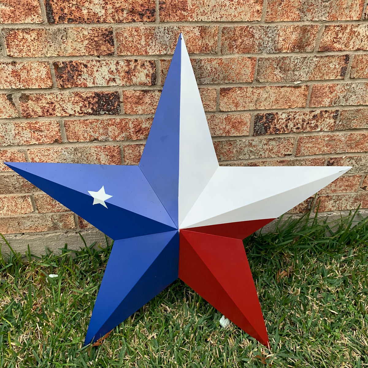 TEXAS FLAG STAR RED WHITE BLUE METAL BARN STAR METAL WALL ART WESTERN HOME DECOR 16",24",36", #EH13399