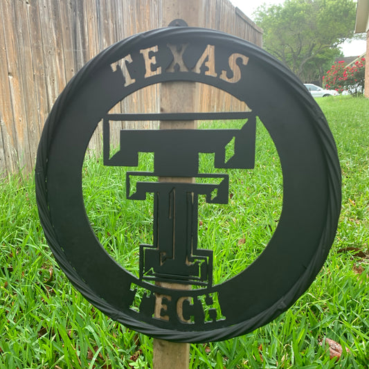 12",18",24",32",36" TEXAS TECH RUSTIC BLACK CUSTOM METAL VINTAGE CRAFT TEAM SIGN HANDMADE TO ORDER