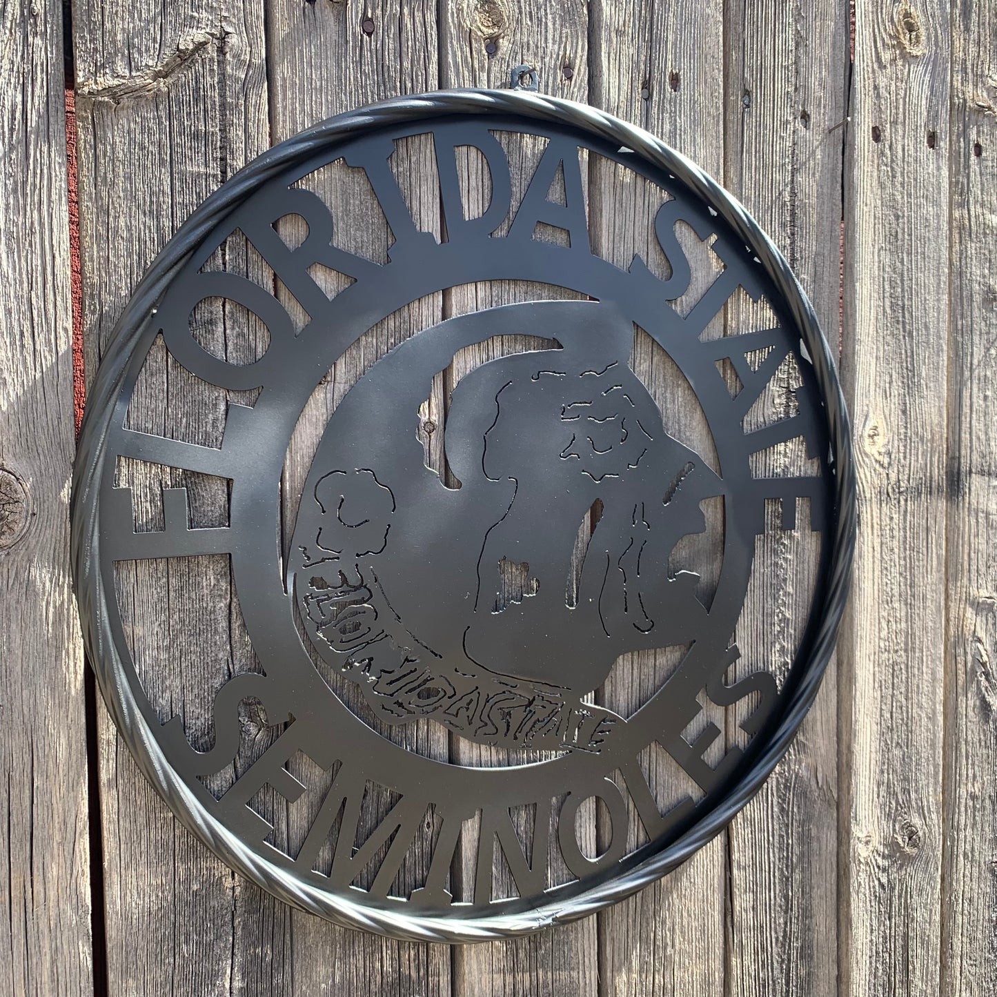 12",18", 24", 32" FSU FLORIDA STATE SEMINOLES INDIAN BLACK METAL CUSTOM VINTAGE CRAFT TEAM SIGN