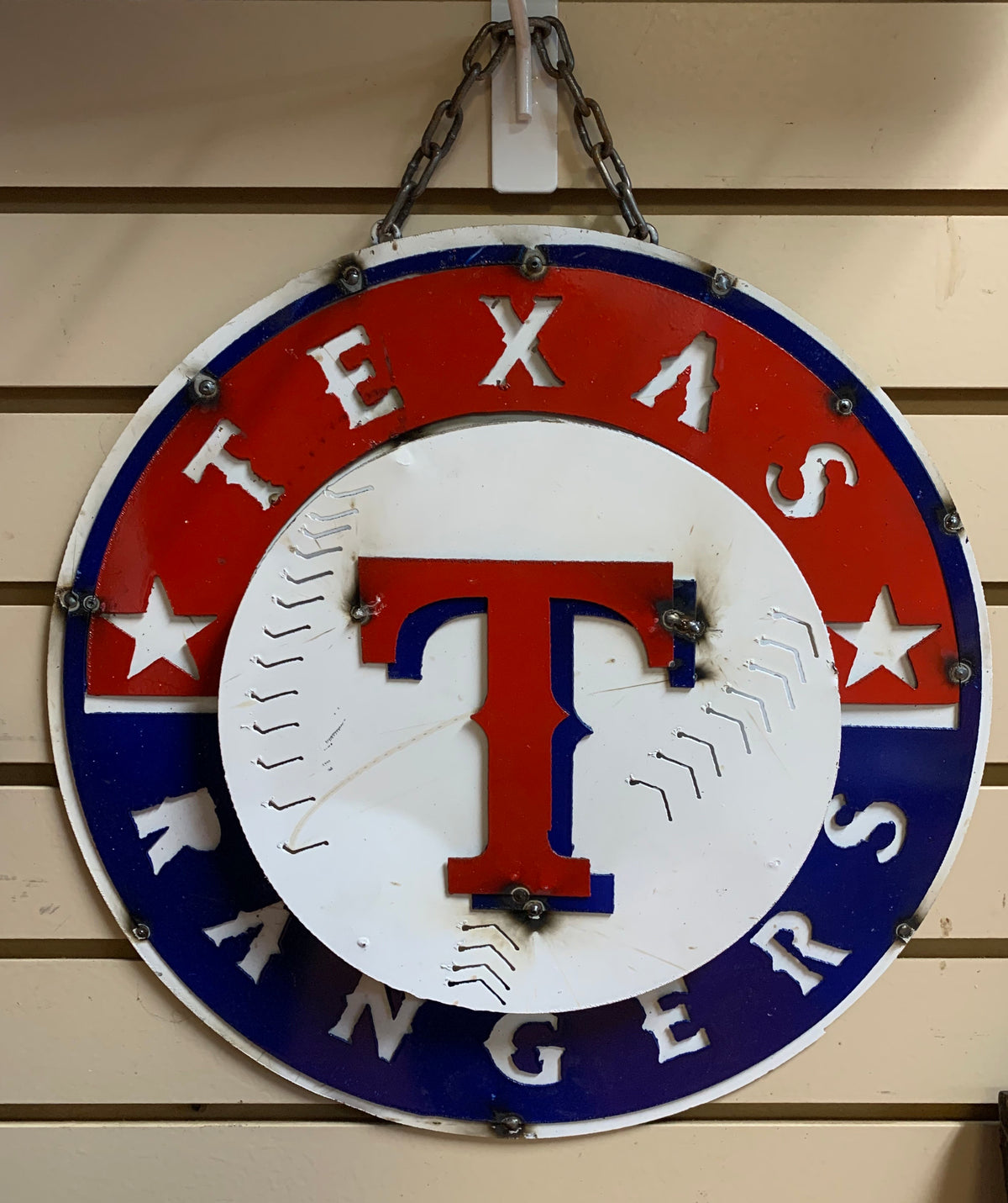 15" SPORTS CUSTOM DISC METAL VINTAGE CRAFT SIGN TEAM ART WESTERN HOME DECOR HANDMADE