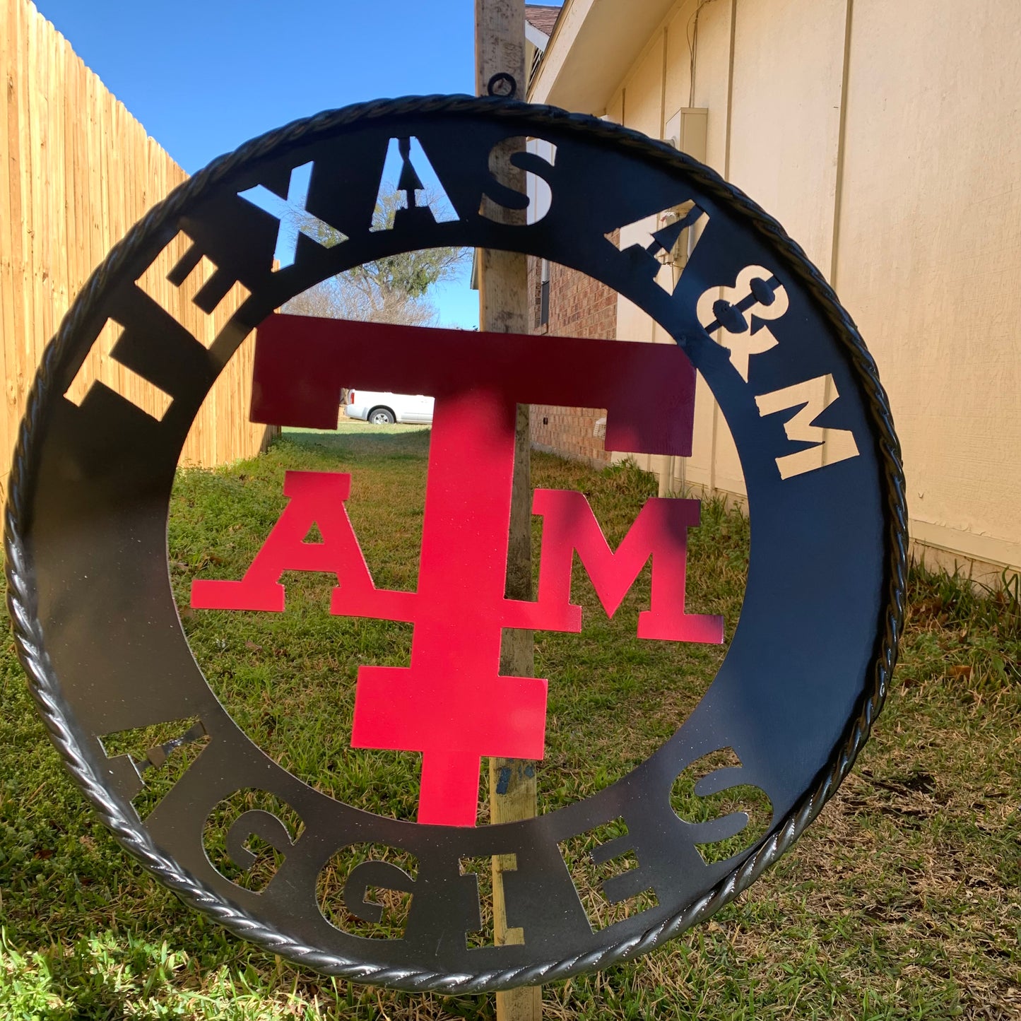 24" TEXAS A&M WIDE BAND RING CUSTOM METAL VINTAGE CRAFT SIGN TEAM HANDMADE