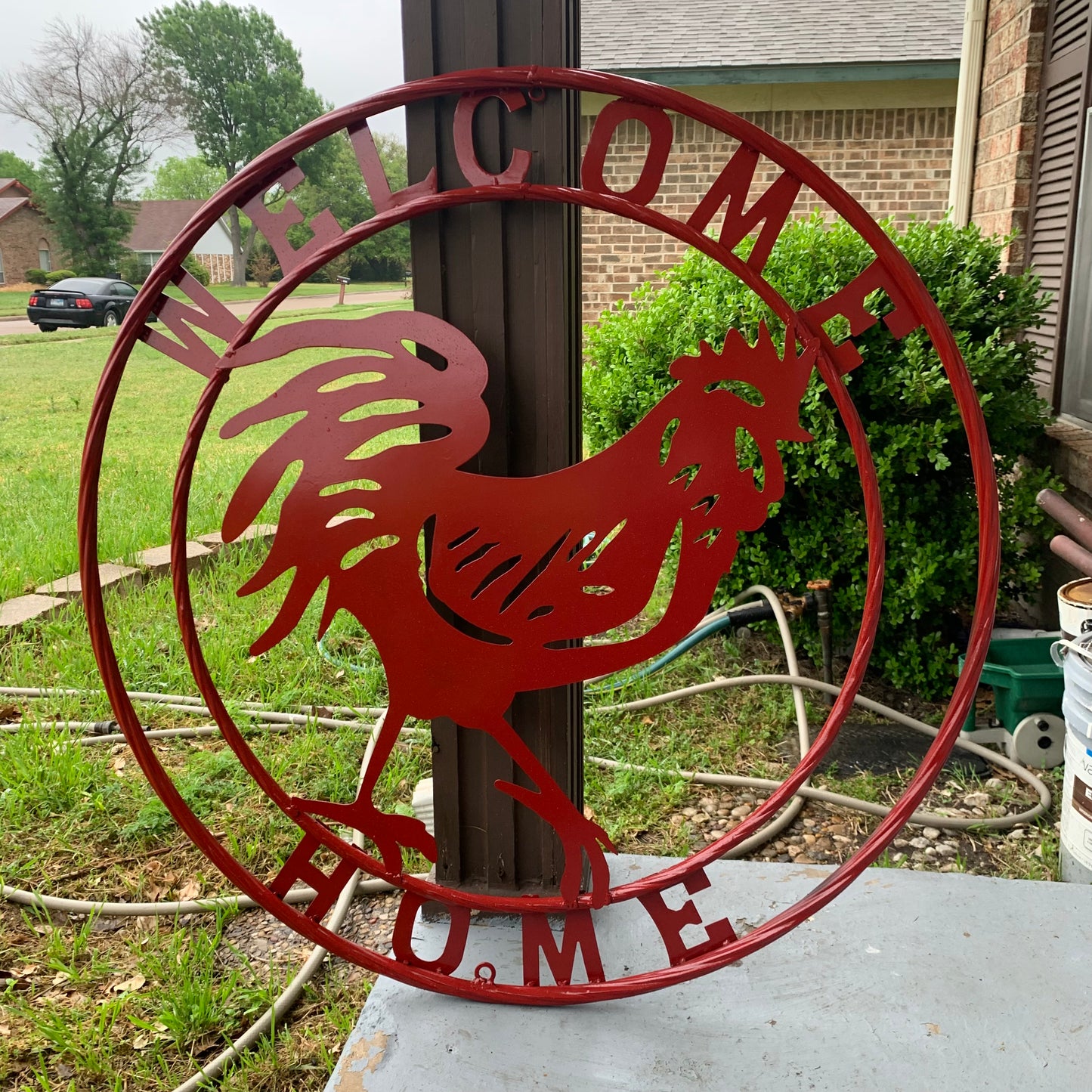 YOUR CUSTOM NAME RED ROOSTER LASERCUT METAL ART WITH RING DESIGN WESTERN METAL ANIMAL ART HOME WALL DECOR BRAND NEW