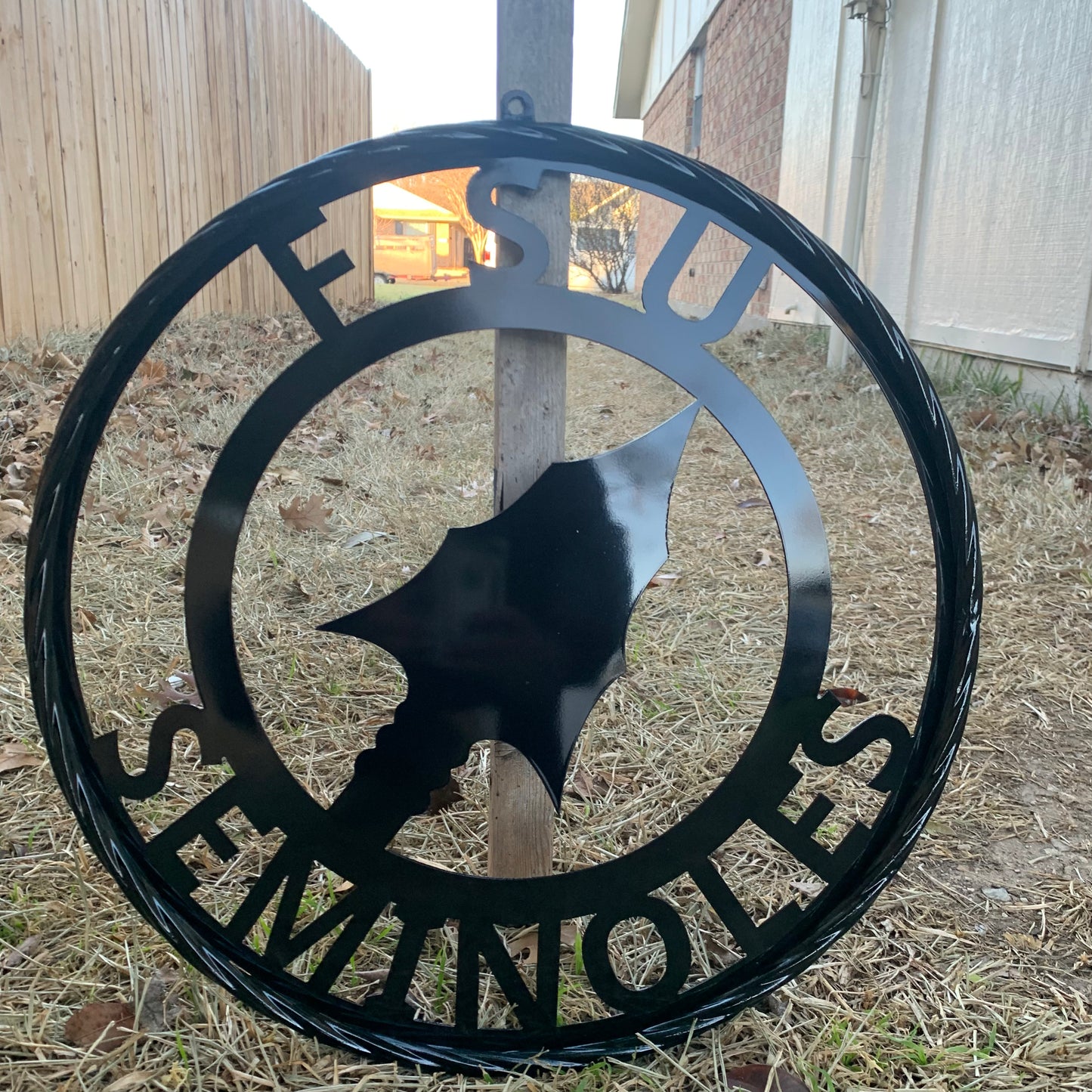 12", 18", 24", 32" FSU SEMINOLES FLORIDA STATE SPEAR CUSTOM METAL VINTAGE CRAFT TEAM SIGN RUSTIC BLACK HANDMADE
