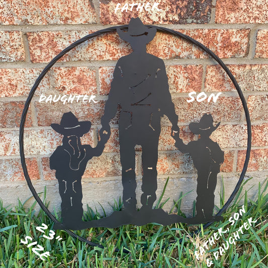 FATHER SON & GIRL DAUGHTER LASER CUT METAL WALL ART CUSTOM VINTAGE CRAFT RUSTIC BLACK HANDMADE NEW #EH12903 SIZE 18",24",36"