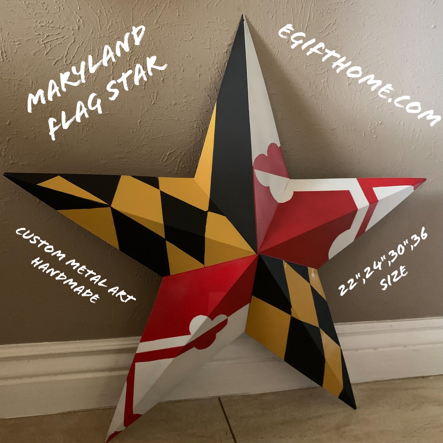MARYLAND FLAG BARN METAL STAR WESTERN HOME DECOR HANDMADE 22",24",30",36" #EH10423