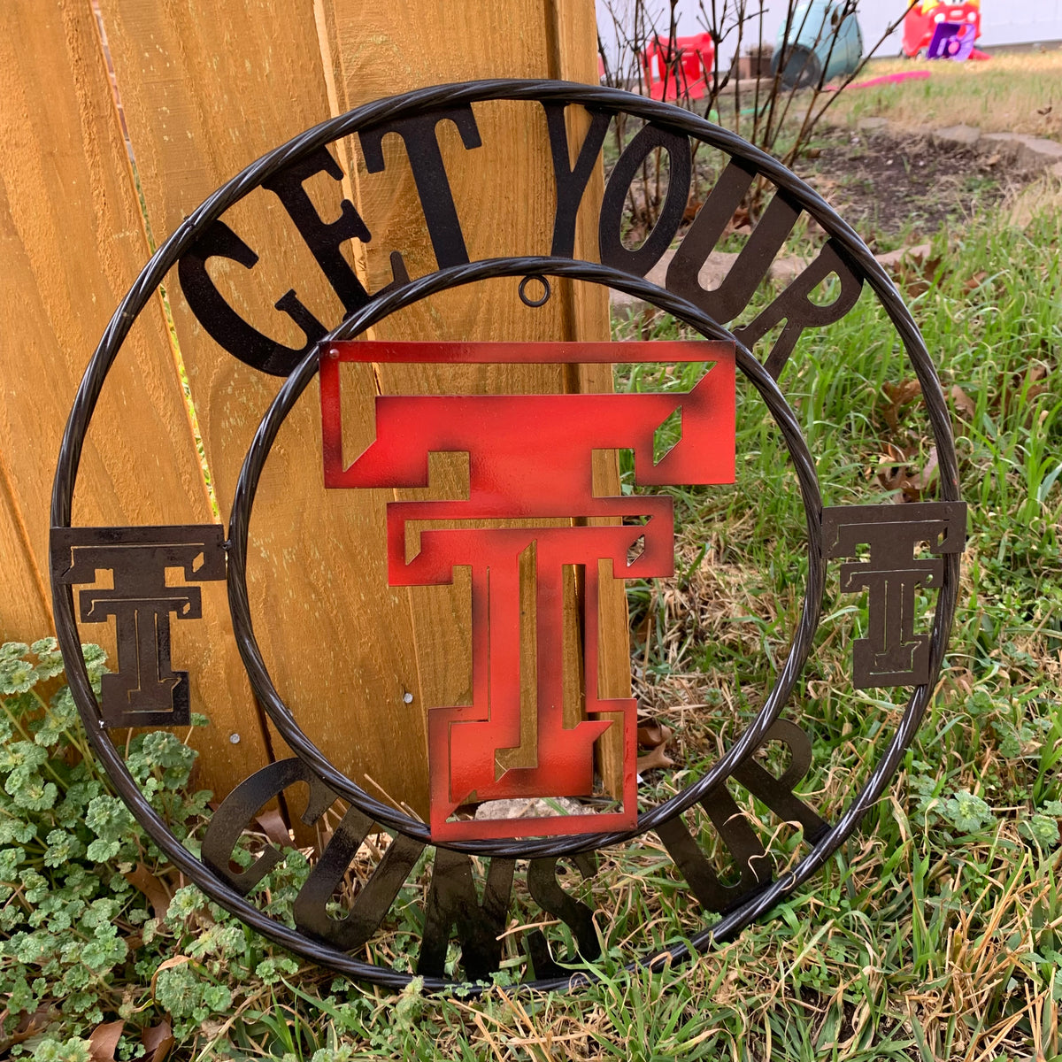 12", 18", 24", 32" GET YOUR GUNS UP TEXAS TECH CUSTOM METAL VINTAGE CRAFT TEAM SIGN