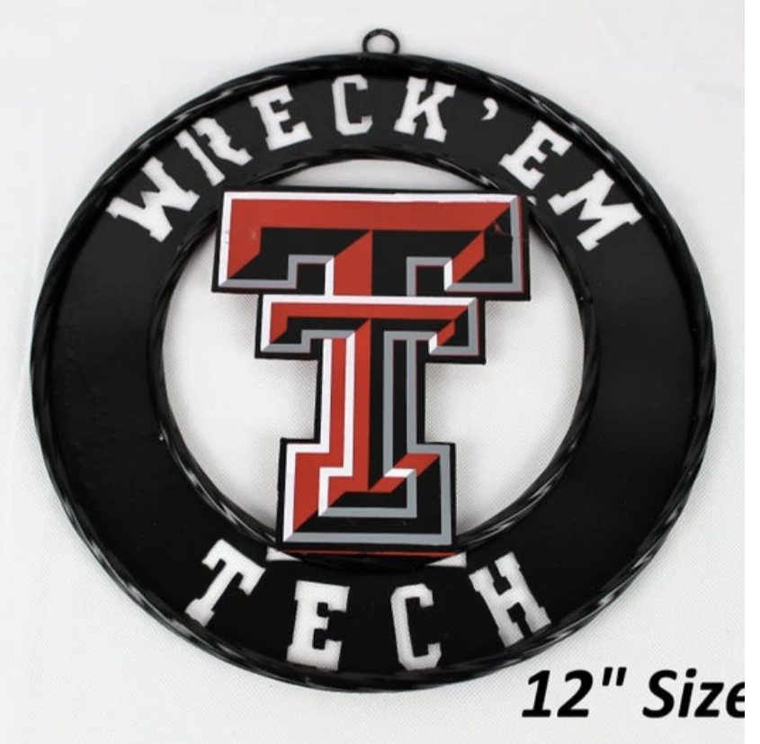 12" WRECKEM TEXAS TECH CUSTOM METAL VINTAGE CRAFT SIGN TEAM HANDMADE