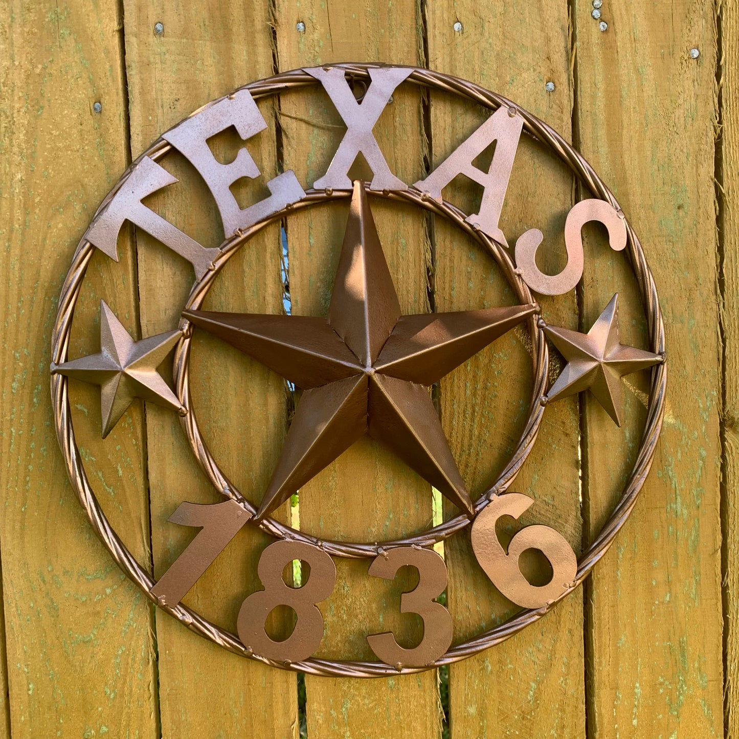 16", 20", 24", 32" TEXAS 1836 HAMMERED COPPER  BARN STAR METAL WALL WESTERN HOME DECOR RED WHITE BLUE ART