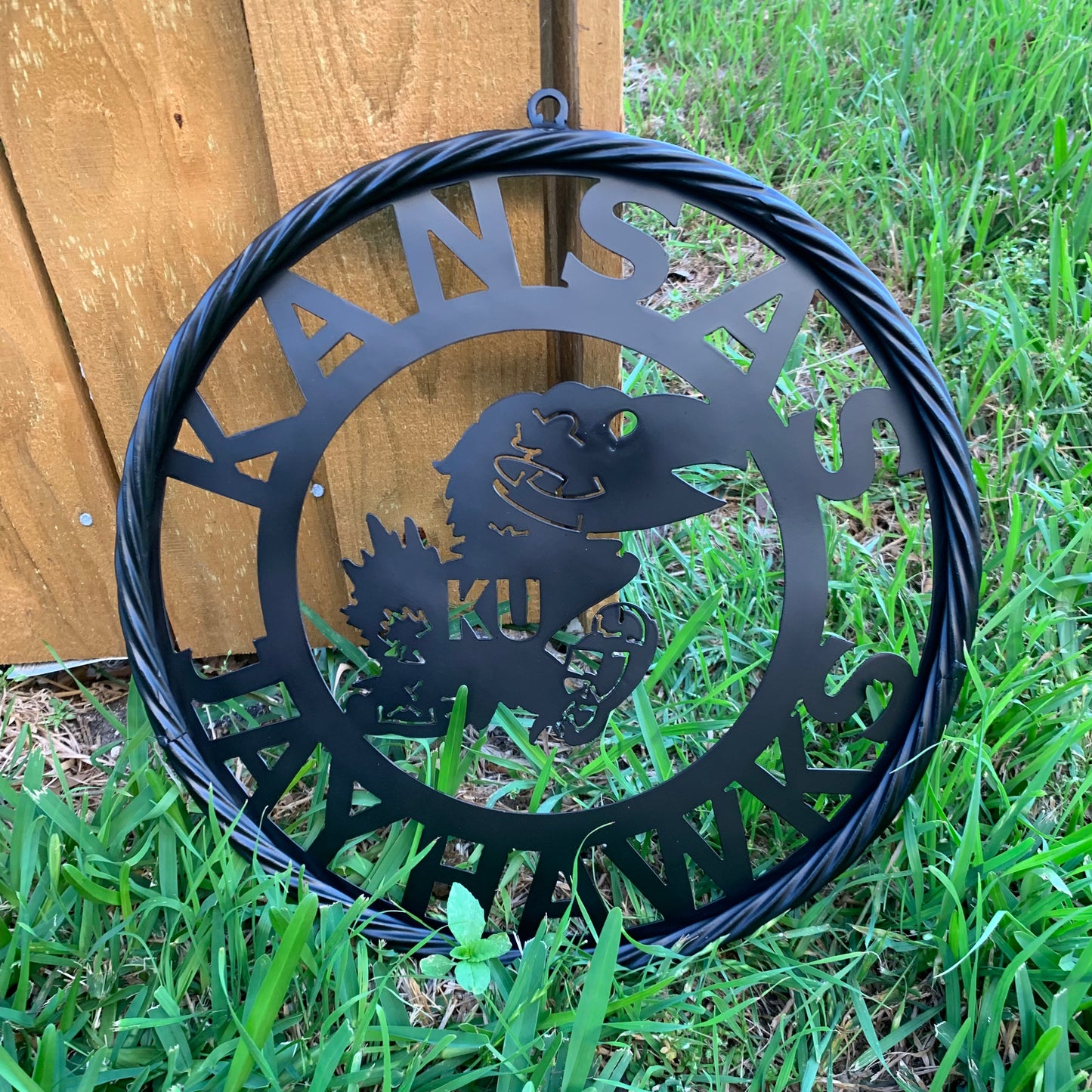 KANSAS JAYHAWKS BLACK METAL CUSTOM VINTAGE CRAFT WALL ART TEAM SIGN HANDMADE
