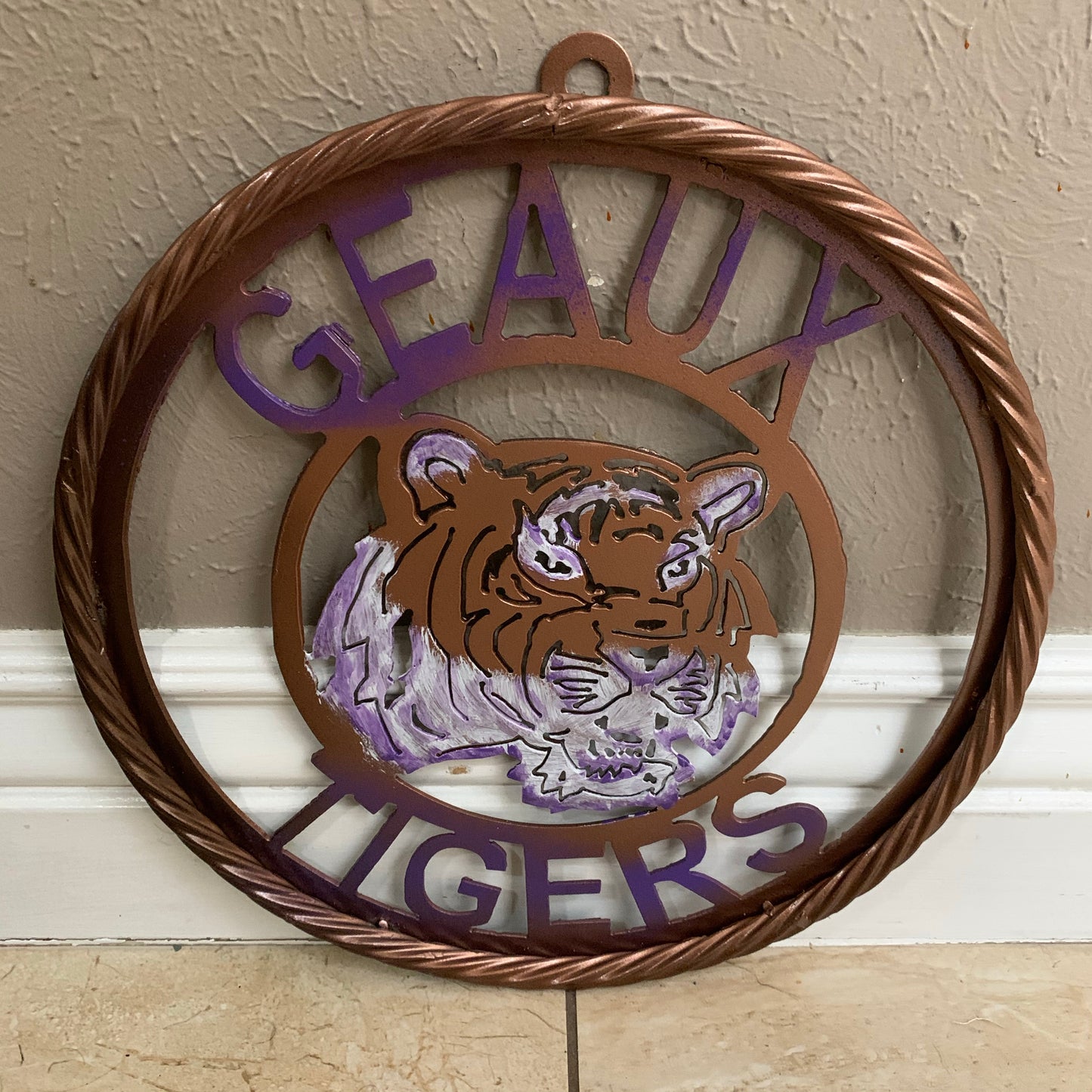 12",18",24",32" GEAUX TIGERS CUSTOM VINTAGE METAL CRAFT TEAM WALL ART HANDMADE