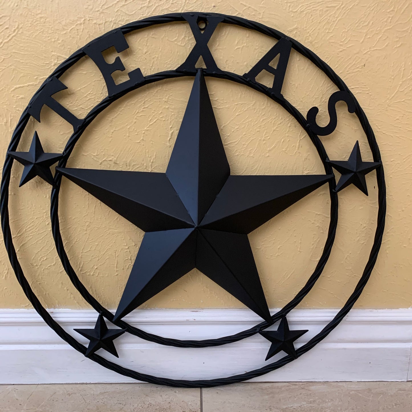 24" TEXAS BLACK STAR BARN STAR METAL ART WESTERN HOME DECOR VINTAGE RUSTIC BLACK