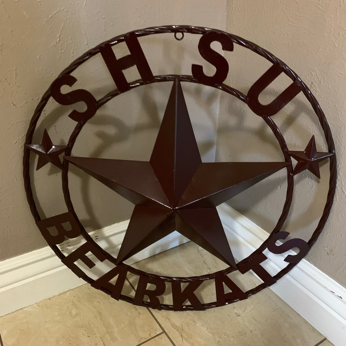 24",32" SHSU SAM HOUSTON BEARKATS RUSTIC DARK BROWN METAL CUSTOM VINTAGE CRAFT RUSTIC BROWN TEAM STAR HANDMADE