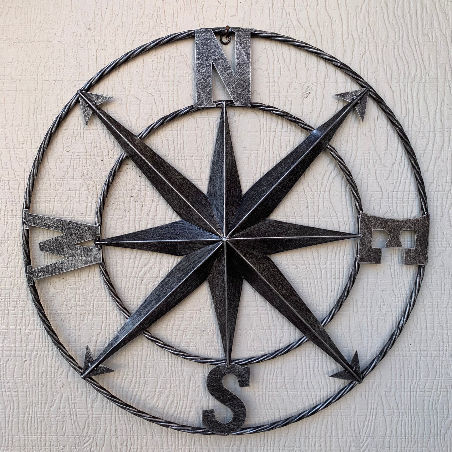 COMPASS 24" GREY METAL SIGN WESTERN HOME DECOR HANDMADE NEW #EH10381
